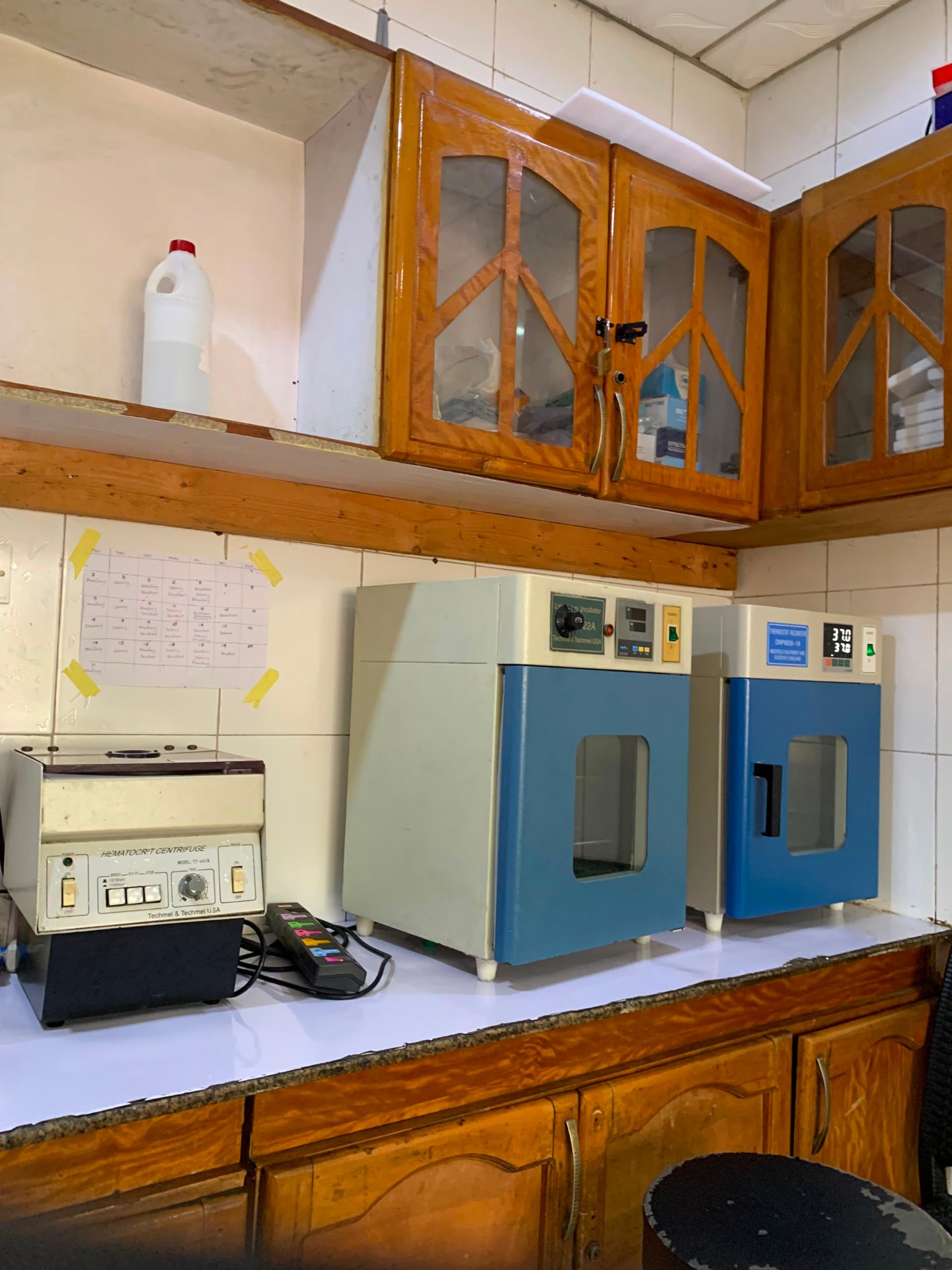 Laboratory bench at Prestige Specialist Hospital with diagnostic equipment