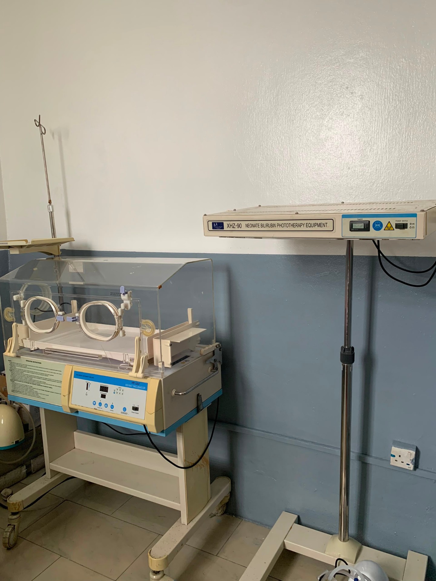Neonatal incubator and phototherapy equipment in the special care baby unit at Prestige Specialist Hospital